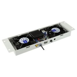 Lanview RAF205BL Módulo de 2 Ventiladores de Techo con Termostato Digital Blanco para Armarios Rack