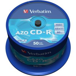 Verbatim CD-R Azo 700MB 52X, Paquete de 50 Discos Grabables con Superficie Crystal Precio: 22.58999941. SKU: B13SS6WN3E