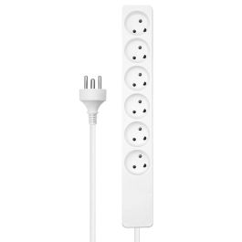 MicroConnect Regleta Danesa MC-GRU0602DKW de 6 Tomas, Color Blanco, Cable de 2 Metros