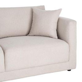Sofá 3 Plazas Crema Tejido-Madera 210 X 96 X 86 cm