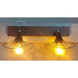 DKD Home Decor Lámpara Aplique de Pared Urban de Metal Negro, 50x16x21cm, E27 para 2 Bombillas, 50W 220V (Pack de 4)