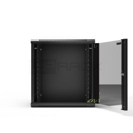 WP WPN-RWA-12604-B Armario Rack Mural 12U Negro 540x450x558mm con Puerta de Cristal y Cerradura, Soporta 50kg, IP20