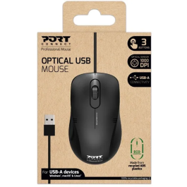 Port Designs Ratón de PC con cable, USB-A, Negro, Referencia 900400-PRO