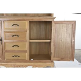 DKD Home Decor Vitrina Romántica de Abeto y MDF Natural con 4 Cajones, 2 Puertas y 3 Estantes 124,5x39x201,8 cm