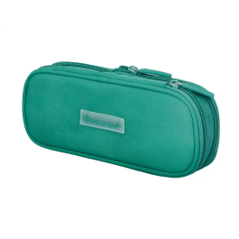 Liderpapel Estuche Portatodo Color Pop con Compartimento Extensible, 2 Cremalleras, Turquesa, 230x60 mm