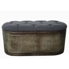 DKD Home Decor Descalzadora Loft Gris Metal y Poliéster 42x47x117 cm Altura Asiento 47 cm