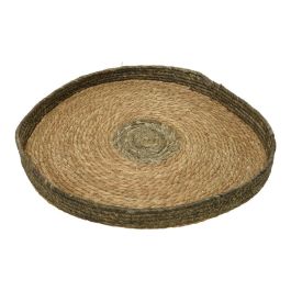 Null Set 2 maceteros de esparto redondos con asas, madera de paulonia, Ø35x4cm y Ø50x4cm