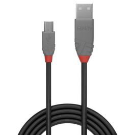Lindy Cable USB 2.0 Tipo A a Mini-B 2m Anthra Line para Datos y Carga - 480Mbps, Profesional, Doble Apantallamiento, Contactos Dorados