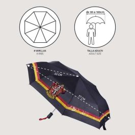 Cerdá T53C Paraguas Automático Mágico Harry Potter: Diseño que Cambia de Color al Mojarse, 53 cm, Negro, 100% Poliéster Duradero