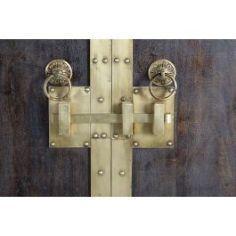 GINER Y COLOMER Armario Madera Mango con Detalles Bronce Nogal Oscuro 190x110x50 cm