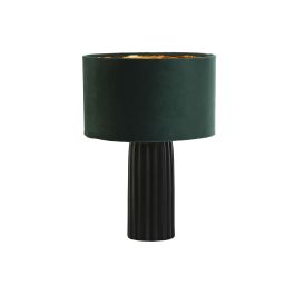 DKD Home Decor Lámpara Sobremesa Verde y Negra 26x37x26 cm Aluminio y Terciopelo Bombilla E27