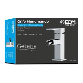 Edm Grifo Monomando de Bidé Serie Getaria Cromado | Cuerpo de Latón con Mango de Zinc | Cartucho Cerámico 25mm | 5x13,3x15,7cm