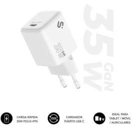 Subblim SUBCHG-6G3510 Cargador 35W GaN USB-C, Carga Rápida PD 3.0 PPS, Compacto, Blanco Precio: 13.50000025. SKU: B18HFNTK5M