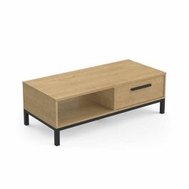 Demeyere CAL3397702718003 Mesa de centro CRAFT con 1 cajón y 1 nicho, Rectangular, Roble Hamilton/Negro, 110,4x50x36,9 cm