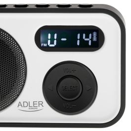 Adler Radio digital PLL AM/FM AD1906 con sintonización automática, pantalla LCD, reloj y alarma, USB-C/Batería, 12,5 x 3 x 7,5 cm