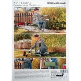 Inde Banco de Jardinería Plegable con Bolsa para Herramientas 58 x 27 x 12 cm