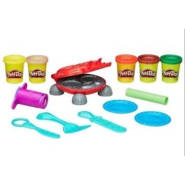 Play-Doh Juego Fiesta de Hamburguesas - Set de Plastilina con 5 Frascos, Parrilla, Moldes y Accesorios - Para Niños +3 Años