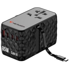 Verbatim Charge 'n' Travel Diamond 85W Retractable Cable CNT-02 Adaptador de Viaje Universal GaN III