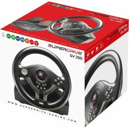 Subsonic Volante de Conducción Universal Cableado con Pedales y Paletas 180° Compatible Switch, PS4, Xbox One, PC