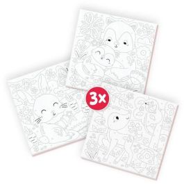 Ses Creative SES8710341147860 Set de Pintura por números sobre lienzo con diseño de 3 animales del bosque, actividad artística infantil
