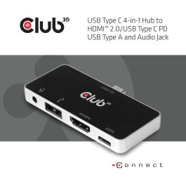 Club3D USB-C 4en1 Hub: HDMI, USB, USB-C, Audio 4K 60Hz, Carga PD 100W