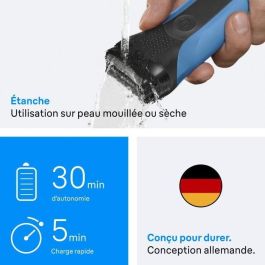 Braun Afeitadora Eléctrica Serie 3 BRA8700216735667 Azul/Negra - 30 min Batería, Carga Rápida 5 min