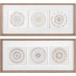 DKD Home Decor Cuadro Scandi Beige Natural Diseño Círculos Lienzo con Marco PS 63.5x28.6x4cm - Set 2 Unidades Precio: 39.88999982. SKU: S3038887