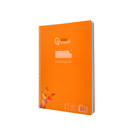 Liderpapel Cuaderno espiral A4 Pautaguía tapa plástico 80 hojas 90gr cuadro pautado 3mm con margen color naranja