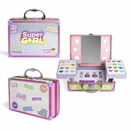 Maletin de belleza martinelia con espejo led supergirl. 25x19x9 cm. incluye sobras de ojos,esmaltes de uñas,brillos de labios y separador de dedos.