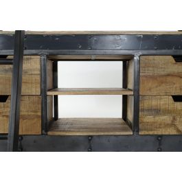 DKD Home Decor Estanteria Vintage Natural Negro 164 x 47 x 226 cm Madera Reciclada Metal 4 Cajones 6 Estantes