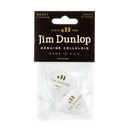 Dunlop Pack 12 Púas Genuine Celluloid Blancas Heavy