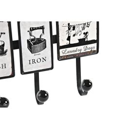 DKD Home Decor Set de 4 Percheros Colgadores de Pared Vintage Metálicos Negro Blanco 38 Ancho x 6 Fondo x 19 Alto cm DKD Home Decor Set de 4 Percheros Colgadores de Pared Vintage Metálicos Negro Blanco 38 Ancho x 6 Fondo x 19 Alto cm