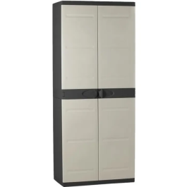 Plastiken TITANIO Armario alto con 2 puertas y 4 estantes - 70 x 44 x 176 cm - Beige y Negro - Gama TITANIO - Interior y Exterior Precio: 129.59000054. SKU: B1AHLRS7YX