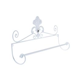 DKD Home Decor Toallero Shabby de Metal Blanco 51 cm Ancho x 25 cm Alto x 9 cm Largo - Pack de 4