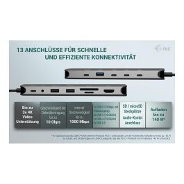 Hub USB i-Tec C31NANOTRIPLEDOCKPD Gris