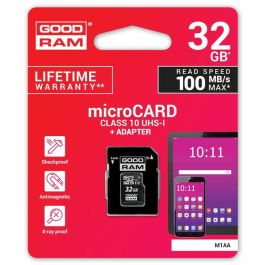 Tarjeta de Memoria Micro SD con Adaptador GoodRam M1AA-0320R12 Clase 10 UHS-I 100 Mb/s Tarjeta de Memoria Micro SD con Adaptador GoodRam M1AA-0320R12 Clase 10 UHS-I 100 Mb/s