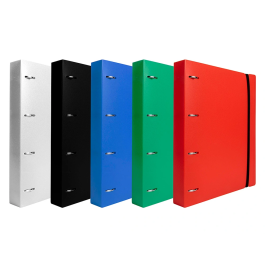 Liderpapel Carpeta con Recambio A4 4 Anillas 25mm Polipropileno Transparente 100 Hojas 80g Cuadro 5mm