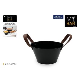 Inde Cubo Metal Ovalado Asa Piel Black 22.5 cm 17 x 14 x 22.5 cm (12 Unidades) Precio: 22.49999961. SKU: B143VPJETR