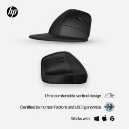 HP Ratón Ergonómico Vertical Inalámbrico Bluetooth/2.4GHz 6H1A5AA Negro