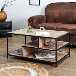 Home Deco Factory Mesa De Centro Edison Colección Industriel, Hierro y Madera, Negro, 90x55x42 cm Home Deco Factory Mesa De Centro Edison Colección Industriel, Hierro y Madera, Negro, 90x55x42 cm