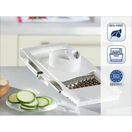 Leifheit 23170 Rallador Universal ComfortLine 4+1 - Rallador de Verduras Multifuncional con 5 Rejillas y Mandolina de Acero Inoxidable