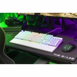 The G-Lab THE3760162051063 Teclado Gaming KEYZ RUBIDIUM Mecánico Interruptor Rojo RGB Con Cable Azerty Blanco con Reposamuñecas