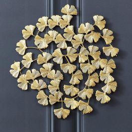 Home Deco Factory Mural Flores Metálico Ginkgo Mirage Decoración Pared d.48 cm