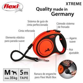 Flexi Correa Extensible Xtreme 5M para Perros Hasta 35 kg, Resistente con Cinta Amortiguadora