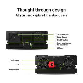 Green Cell INV21 Inversor de Corriente para Coche 24V a 230V, 6000W Pico, Convertidor DC a AC, Negro