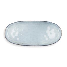 Quid Fuente Oval Boreal Cerámica Azul con Relieve Orgánico 36x16 cm (2 Unidades) Apta Lavavajillas y Microondas