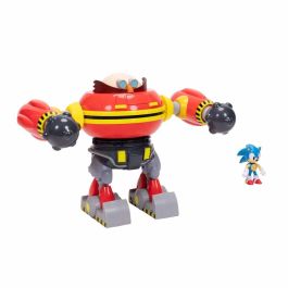 JAKKS PACIFIC Playset Sonic the Hedgehog Robot Martillo Dr. Eggman Deluxe con figura de Sonic clásico, brazos articulados y cañón