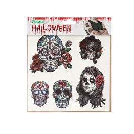 Tatuajes Temporales Multicolor Con Calaveras Y Rosas Para Día De Los Muertos - Diseños Artísticos y Misteriosos