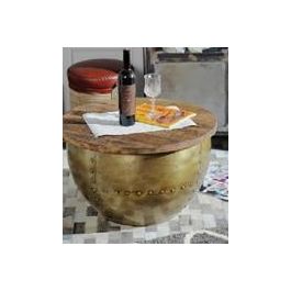 DKD Home Decor Mesa de Centro Cuadrada Glam Hecha a mano, Madera de Mango y Metal, Tonalidades Dorada y Marrón, 68x68x44 cm Precio: 202.50000012. SKU: S3034343