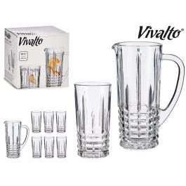 Vivalto Set de Jarra 1L y 6 Vasos de Agua 250ml, Vidrio Transparente - 16x23.5x25.5 cm (4 Unidades)